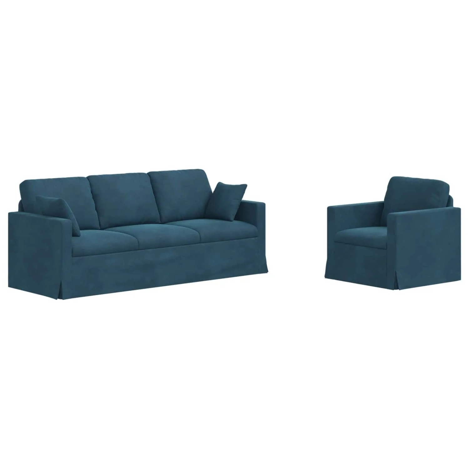 vidaXL Sofa 2-Tlg Blau 198 x 78 x 80 cm Samt 3407603