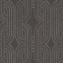 Anthrazitfarbene Retro-Tapete mit grafischem Muster in Silber und Grau. Dekorative Vliestapete.