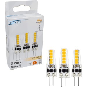 G4 LED Leuchtmittel, 1,8 W, warmweiß, 3er-Pack. Kompakte Stiftsockellampe für Wohnräume.