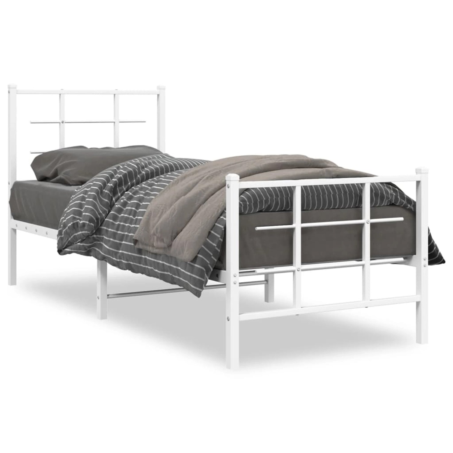 vidaXL Bettgestell mit Kopf- und Fußteil Metall Weiß 80x200 cm 355619