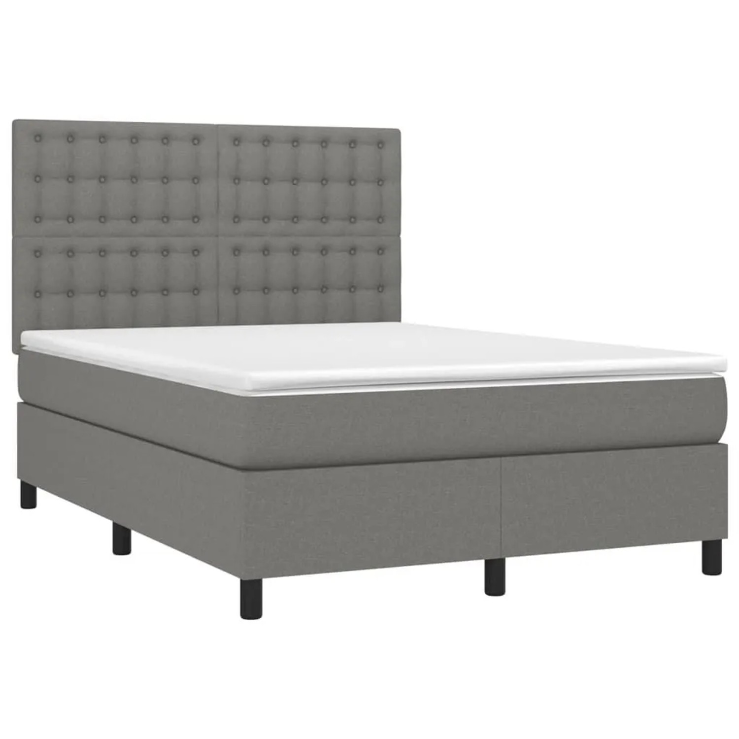 vidaXL Boxspringbett mit Matratze & LED Dunkelgrau 140x200 cm Stoff 3135198 günstig online kaufen