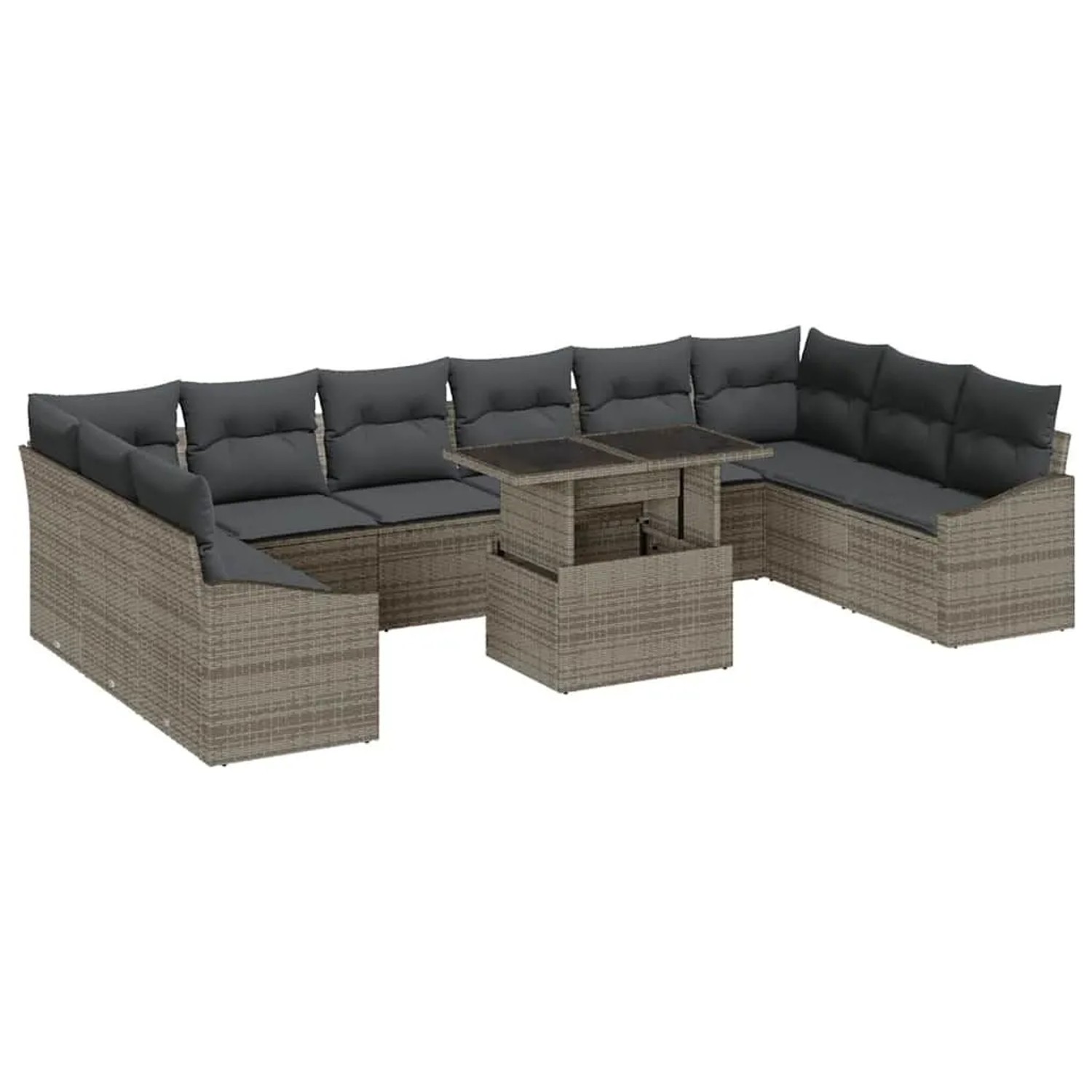 vidaXL Sofa Set mit Kissen 11-Tlg Grau Poly-Rattan 3349075 günstig online kaufen