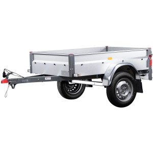 Stema Basic 550 Autoanhänger mit Hochplanenset, 80 cm hoch, lichtgrau.