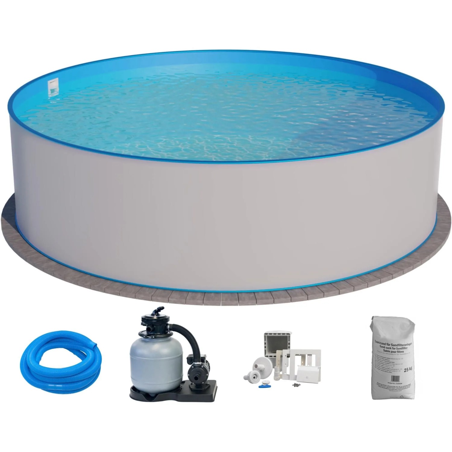 Planet Pool Stahlwandpool Set Rund Brasilia 300x120 cm Stahl 0,6 mm Weiß Folie 0,6 mm Blau Einhängebiese Planet Pool Stahlwandpool Set Rund Brasilia 300x120 cm Stahl 0,6 mm Weiß Folie 0,6 mm Blau Einhängebiese