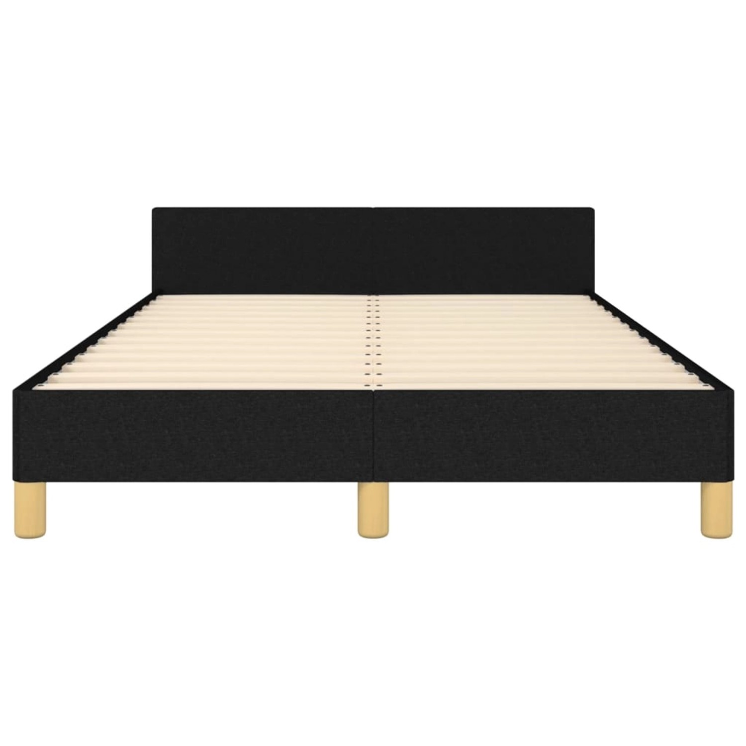 Schwarzes Stoff-Bettgestell 120x200 cm mit Kopfteil für Schlafzimmer.