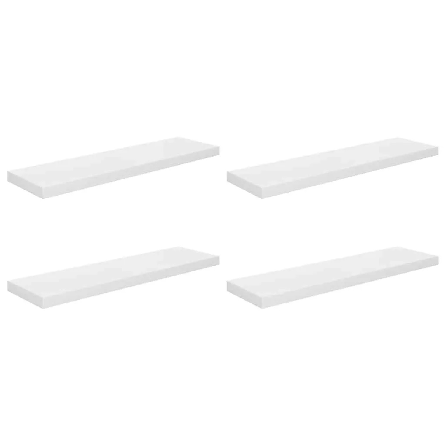 vidaXL Schweberegale 4 Stk Hochglanz-Weiß 90x23,5x3,8 cm MDF 323756