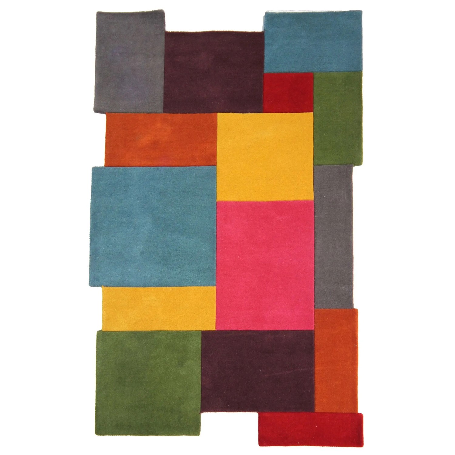 Flair Rugs Wollteppich Collage 120 cm x 180 cm Mehrfarbig