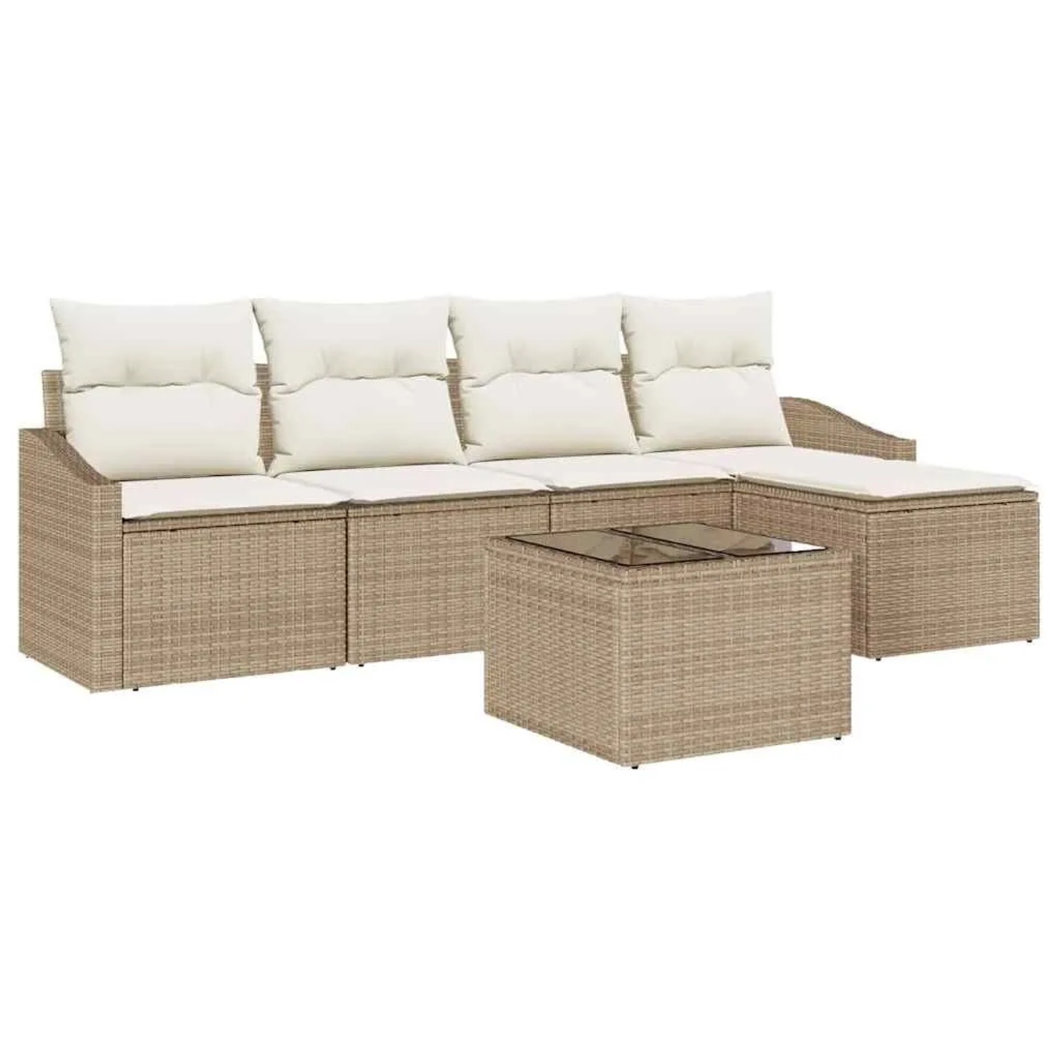 vidaXL Sofa Set mit Kissen 6-Tlg Beige und Creme Poly-Rattan 3355360 günstig online kaufen