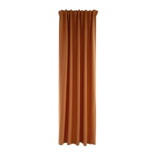 Blickdichter, orangefarbener Fenstervorhang Hubsi Ziegel mit verdeckten Schlaufen.