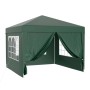 Grüner Wiltec Pavillon 3x3m mit spitzem Dach, Fenstern und offenen Seiten. Bietet UV-Schutz. Ideal für Garten & Party.