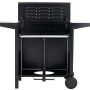 Schwarzer tepro Gasgrill Mayfield mit 3 Brennern, Seitentischen und Unterschrank.