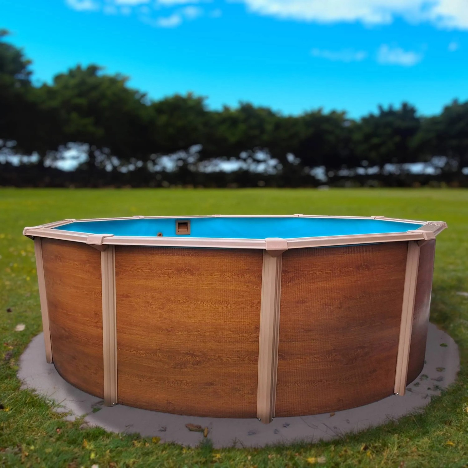 Summer Fun Stahlwandpool Rimini mit Holzdekor, rund, Ø 350x120cm. Aufstellpool für Garten.