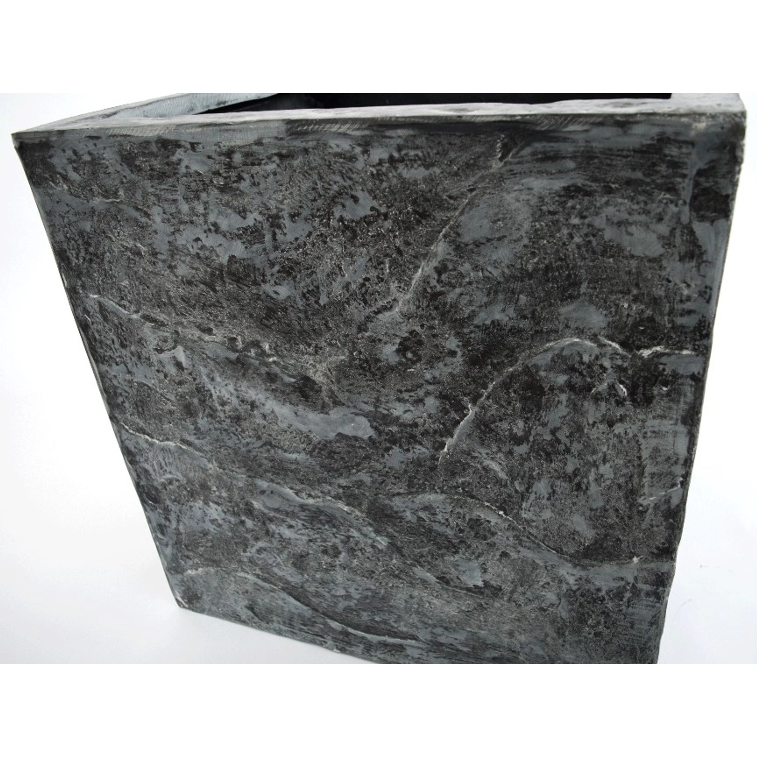 Elegant Einrichten Pflanzkübel Fiberglas Stein-Optik Quadratisch 70x70x70cm Anthrazit-Grau