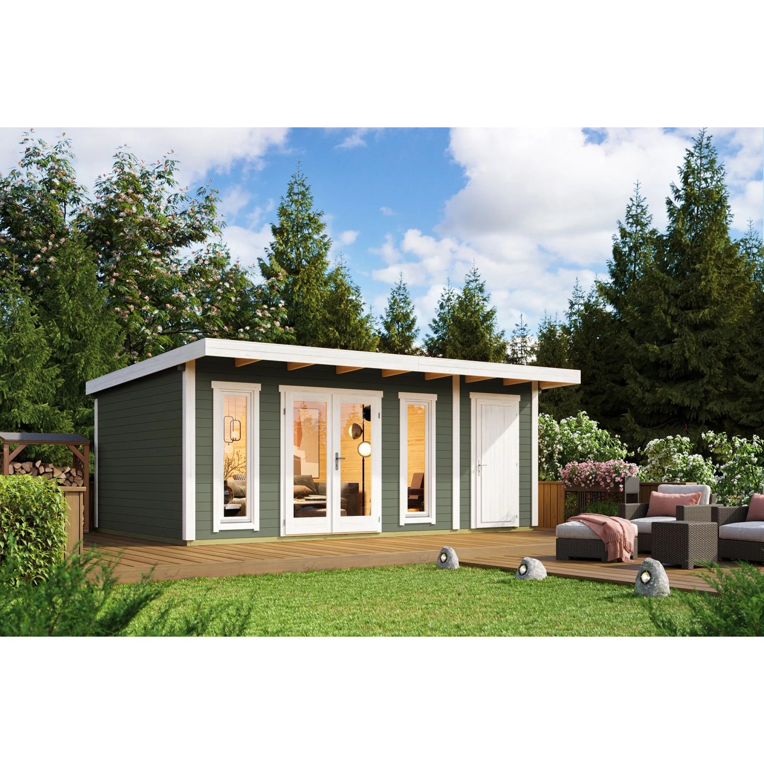 Lasita Gartenhaus Sicily 2 Grau-Grün 575 cm x 350 cm