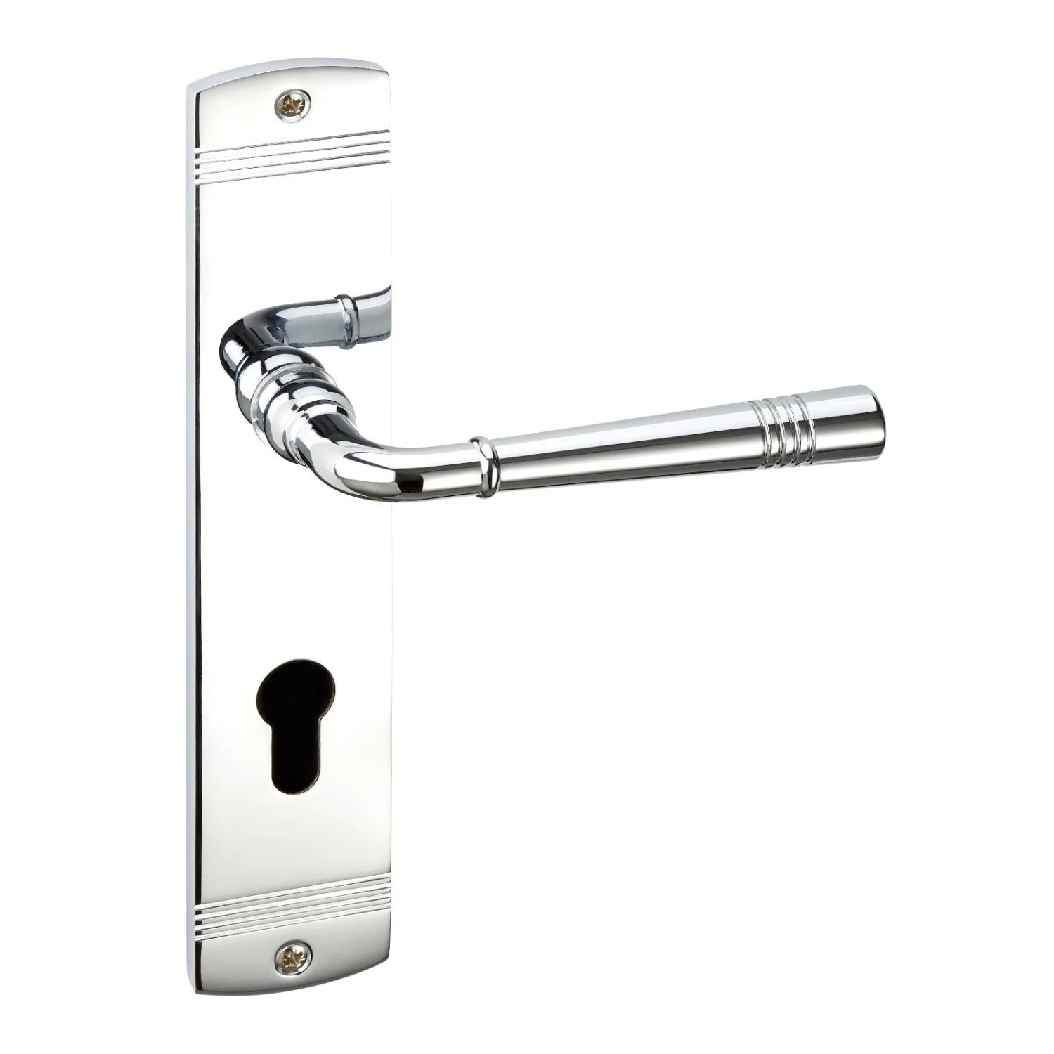 Thumbnail - SOTECH Türdrücker FREJA Chrom Poliert Langschild Profilzylinder PZ mit Befestigungsmaterial