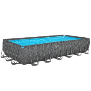 Bestway APX365 Frame Pool, eckig, 732x366x132 cm, dunkle Marmor-Optik.