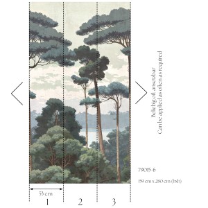 A.S. Creation Fototapete Wald Natur in Blau-Grau, 1,59x2,8m, FSC®-zertifiziert. Dekorative Tapete mit Waldmotiv.