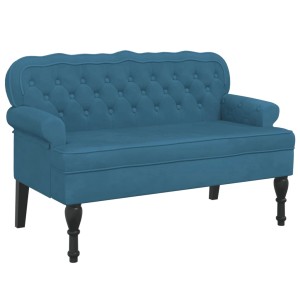 vidaXL Sitzbank mit Rückenlehne Blau 119,5x64,5x75 cm Samt 372164