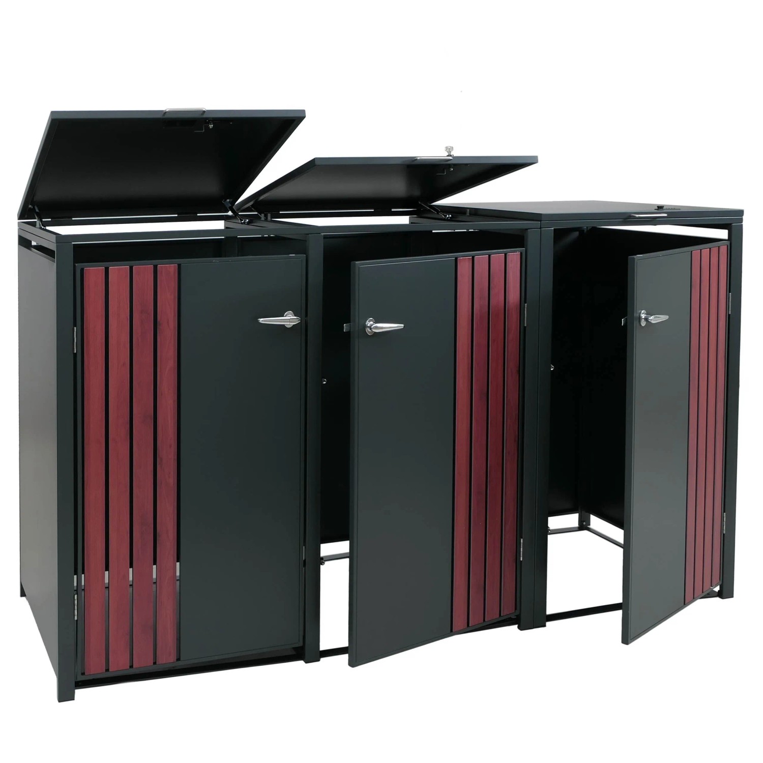 Proregal 3er-Mülltonnenverkleidung Mit Deckel HxBxT 122x200x84 cm Anthrazit günstig online kaufen