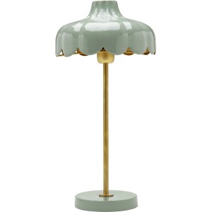 Grün-goldene PR Home Tischleuchte Wells im Blumendesign, E27, 50cm hoch.
