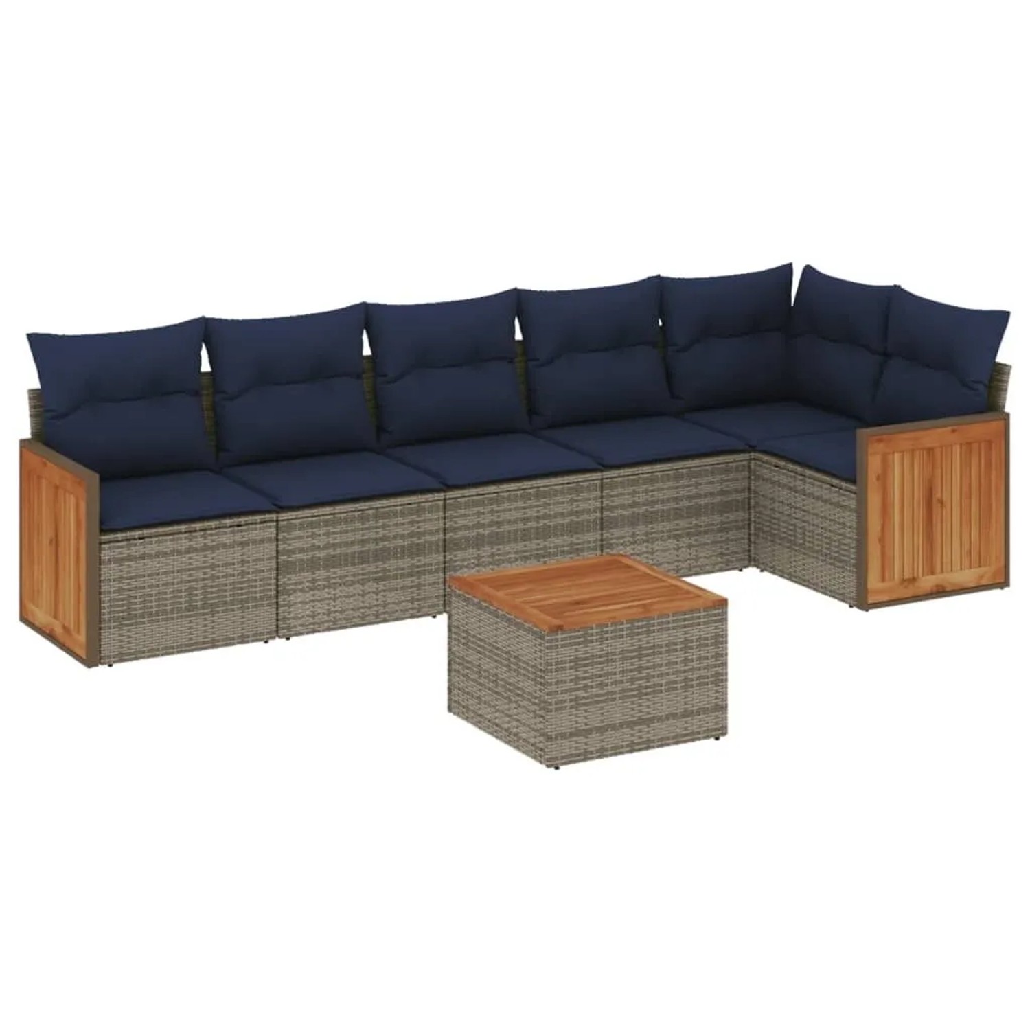 vidaXL 7-Tlg Gartensofa-Set mit Kissen Grau Polyrattan 3227678 günstig online kaufen