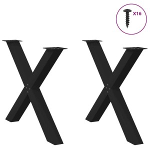 vidaXL Esstischbeine X-Form, 2 Stk, schwarz, Stahl, mit Schrauben.