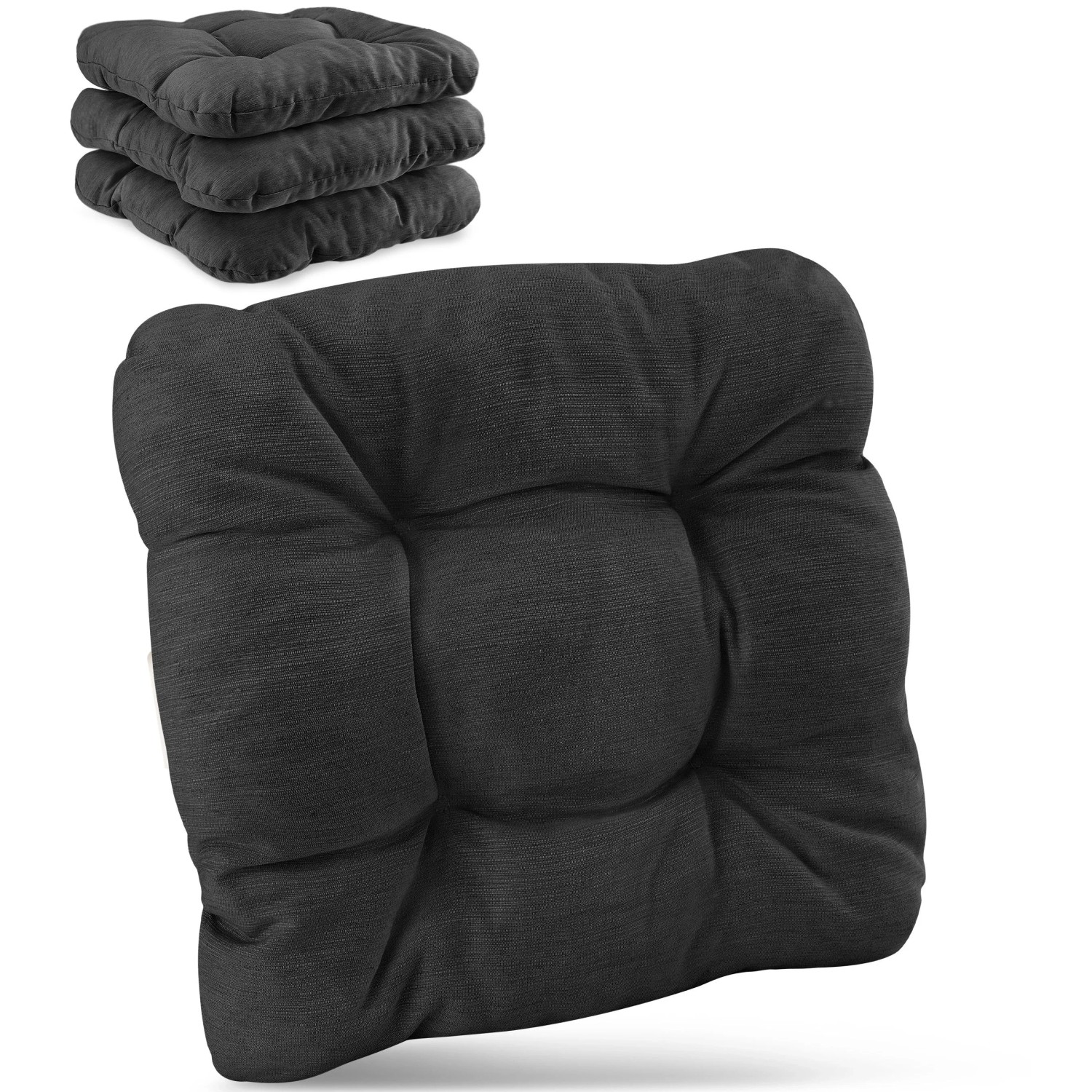 Beautissu 4er Set Premium Stuhlkissen Anthrazit HighLux SK 35x35x8cm