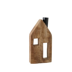 Deko-Aufsteller Häusle von Boltze Home, großes Holzhaus mit Schornstein, 22 cm hoch.