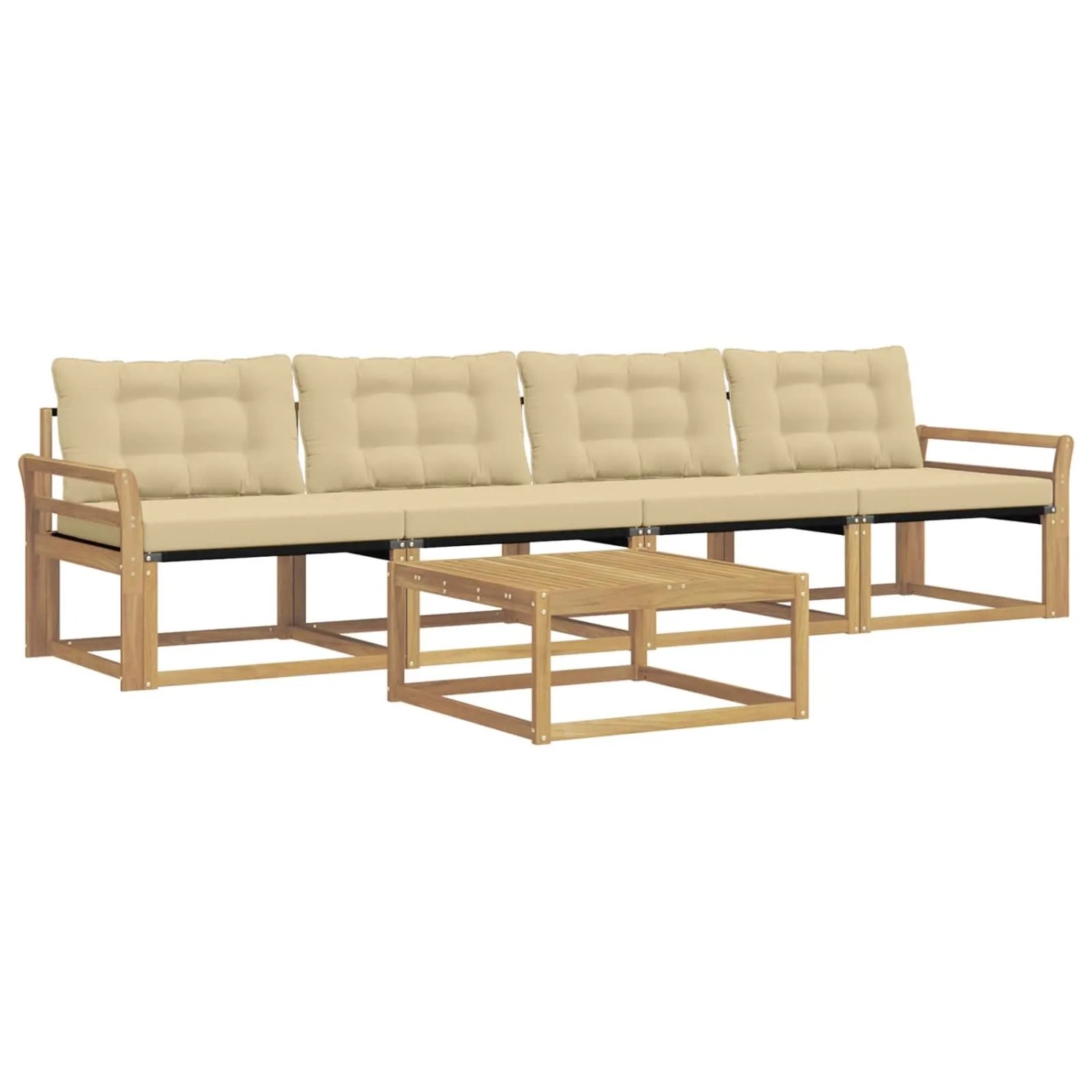 vidaXL Outdoor-Sofagarnitur 5 Stk Weiß und Beige 79 x 79 x 37 cm 3388399
