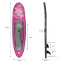 Abmessungen des rosa ECD Germany Stand Up Paddle Boards Maona 308. Ideal für Wassersport.