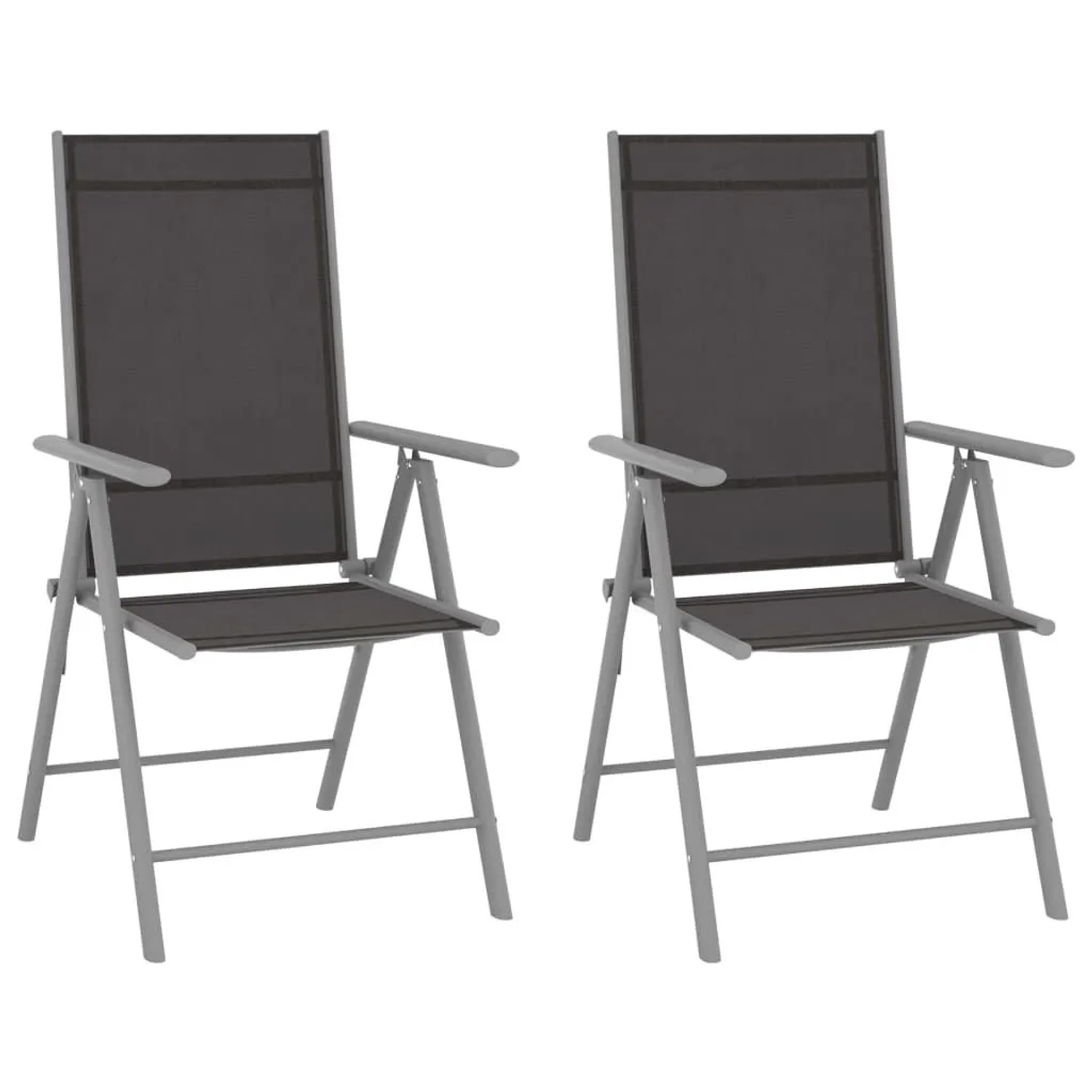Furnicato Gartenstühle Klappbar 2 Stk  Textilene Schwarz