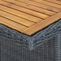 Detailansicht Gartentisch: Dunkelgraues Rattan, Akazienholz-Tischplatte. vidaXL Esstisch für den Garten.