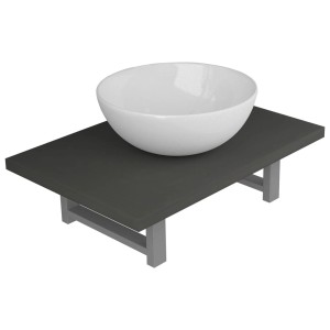 vidaXL 2-Tlg Badmöbel-Set Keramik Grau 279332