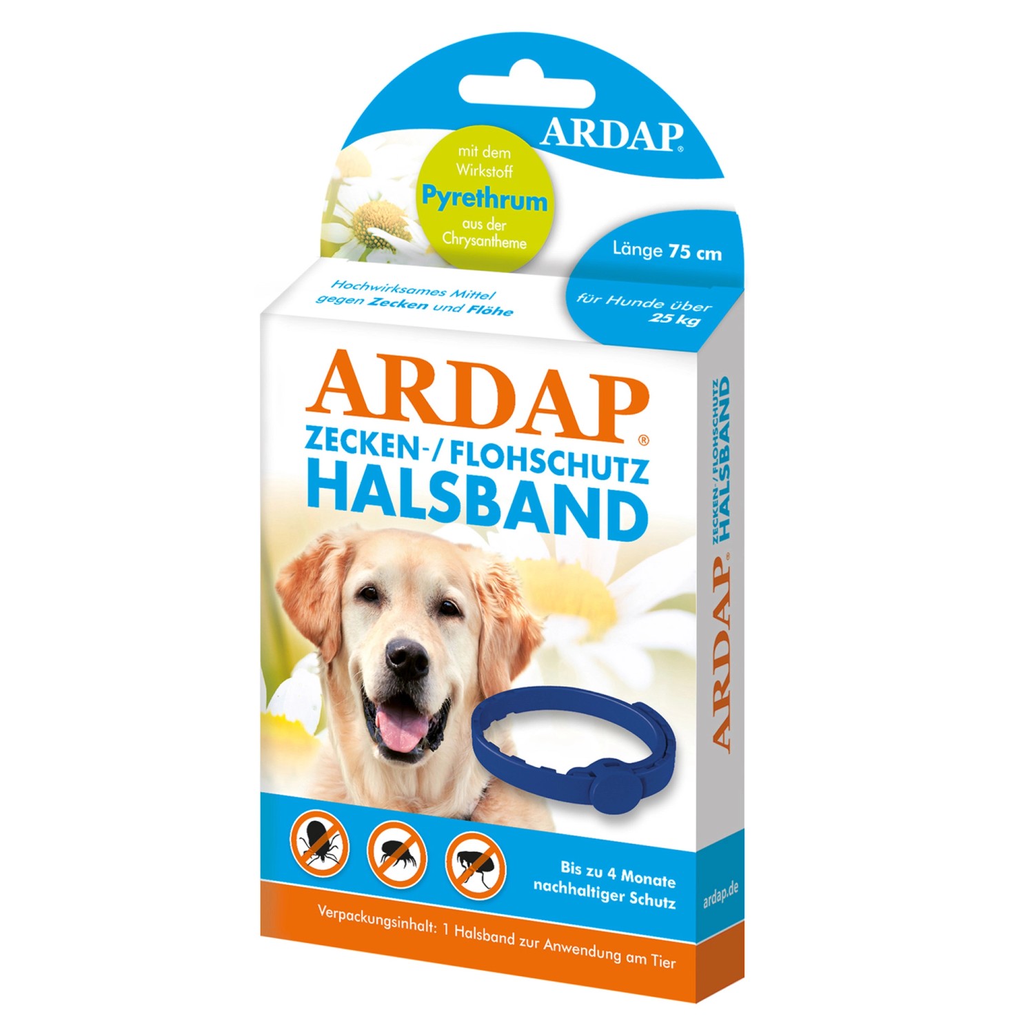 Ardap Zecken- und Floh Halsband für Große Hunde Über 25 kg