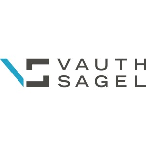 Vauth-Sagel Logo für Korb-Befestigungsclips. Blau-graues VS-Symbol und Schriftzug.