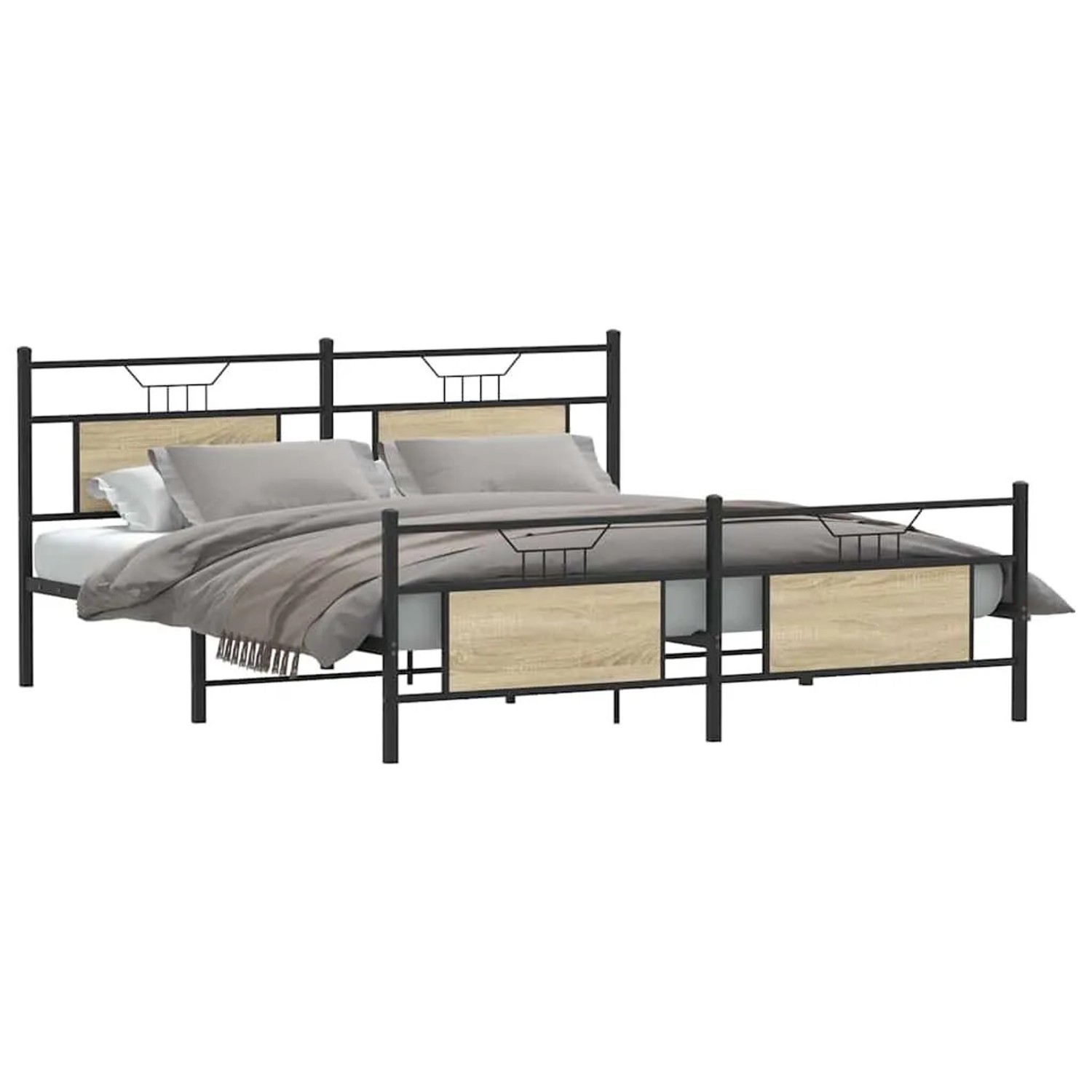 vidaXL Metallbett ohne Matratze Sonoma-Eiche 180x200 cm 3325098 günstig online kaufen