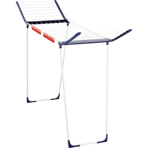 Leifheit Wäscheständer Pegasus Maxx Blau, mit extra hohen Flügeln und Kleinteilehaltern.