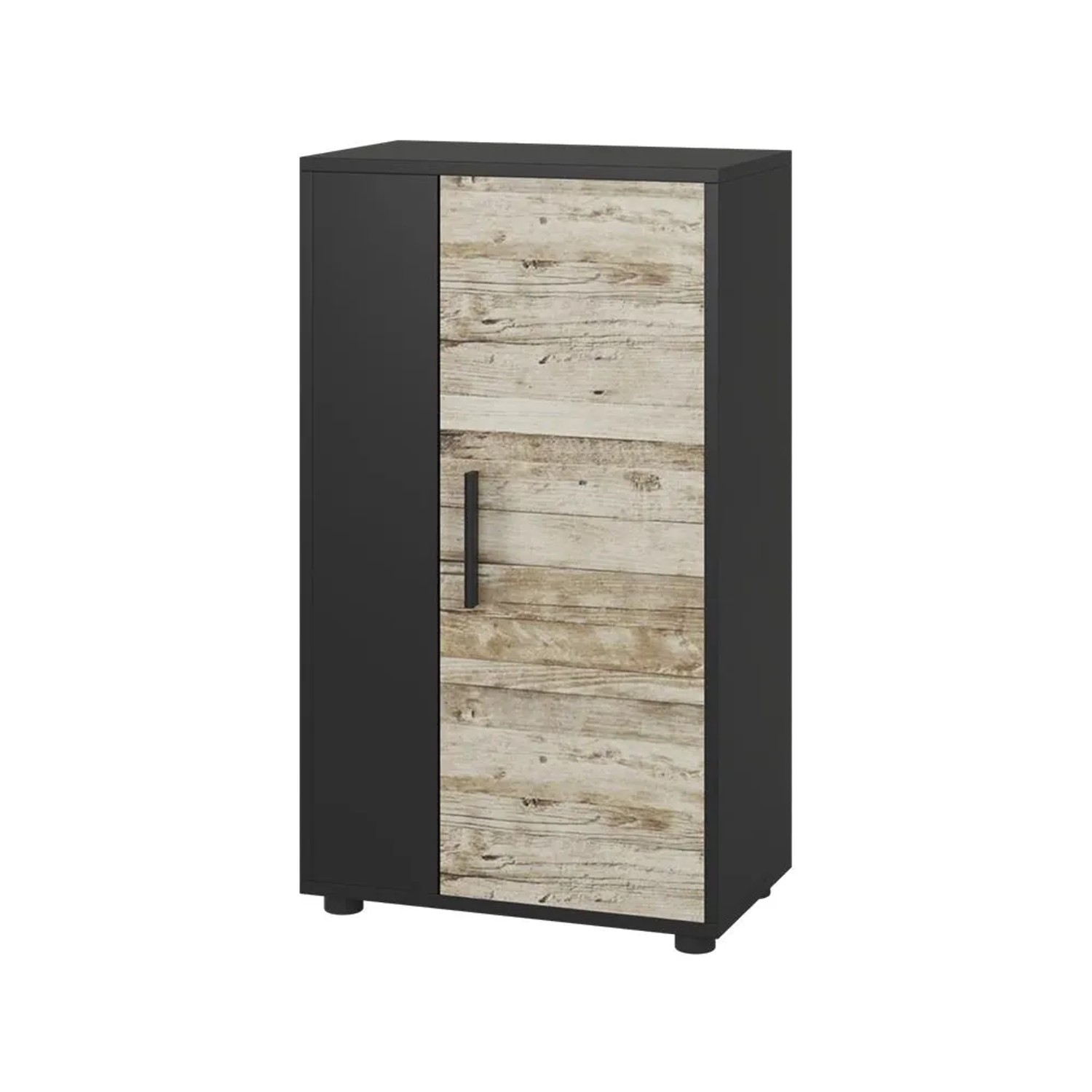 Vicco Kommode Berno Schwarz Sandeiche 50 x 87 mit 2 Fächern Art Nr 55450