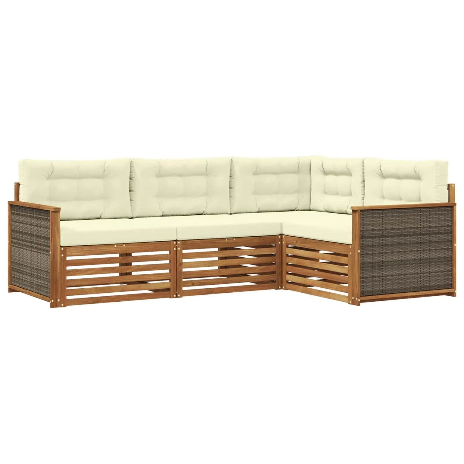 vidaXL Outdoor-Sofagarnitur mit Kissen 4 Stk Natur und Creme 3383288