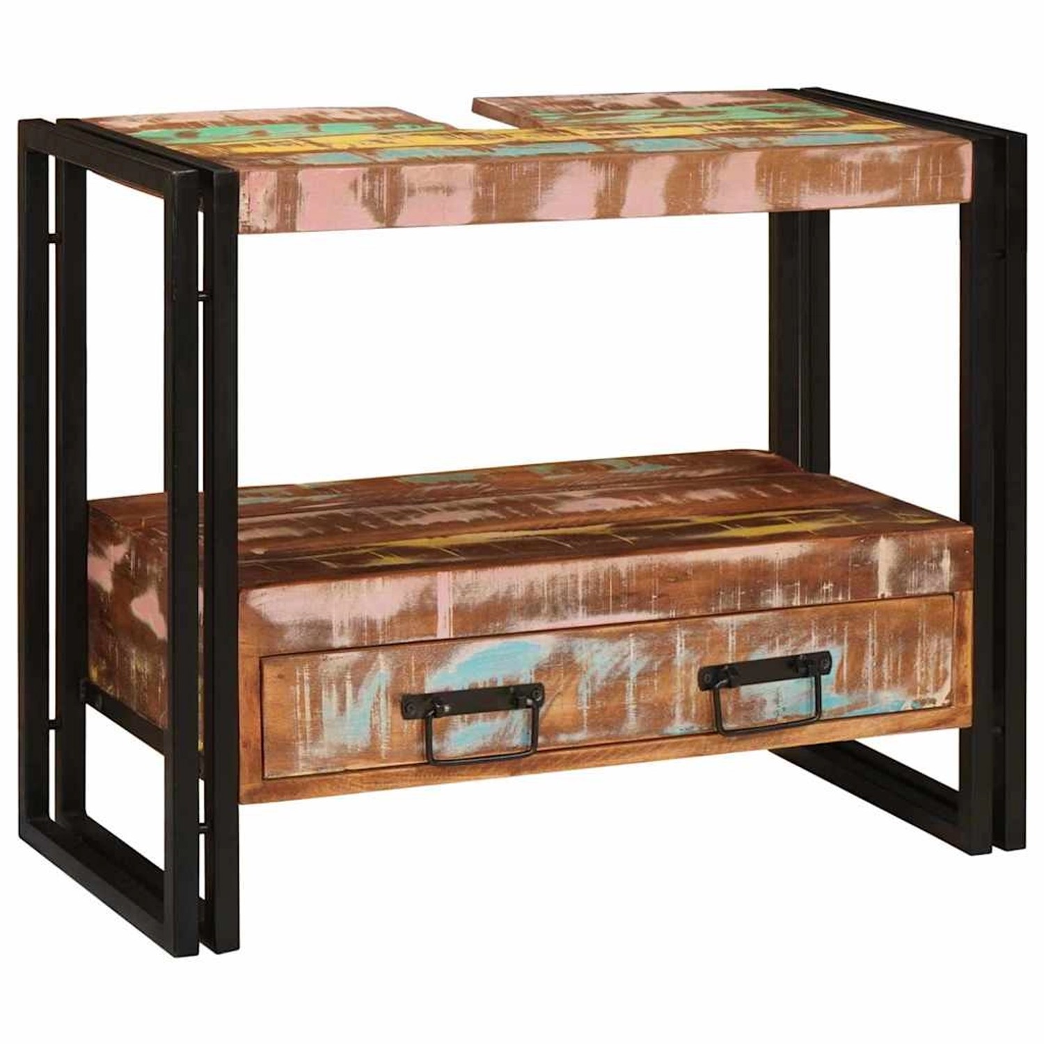 vidaXL Waschbeckenunterschrank mit Regal Massivholz Altholz und Eisen 41027 günstig online kaufen