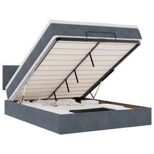vidaXL Ottoman-Bett mit Matratze Dunkelgrau 140x190 cm Samt 3311772