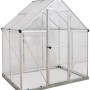 Palram Canopia Hybrid Gewächshaus 1.3x1.9 m, silberner Rahmen, klare Wände.
