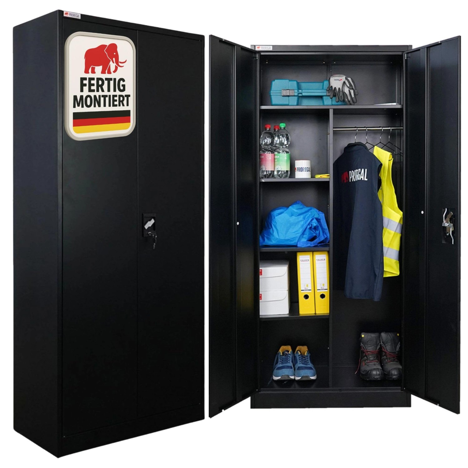 PROREGAL Flügeltürenschrank ELEPHANT Komplett Montiert 2 Türen Abschließbar günstig online kaufen