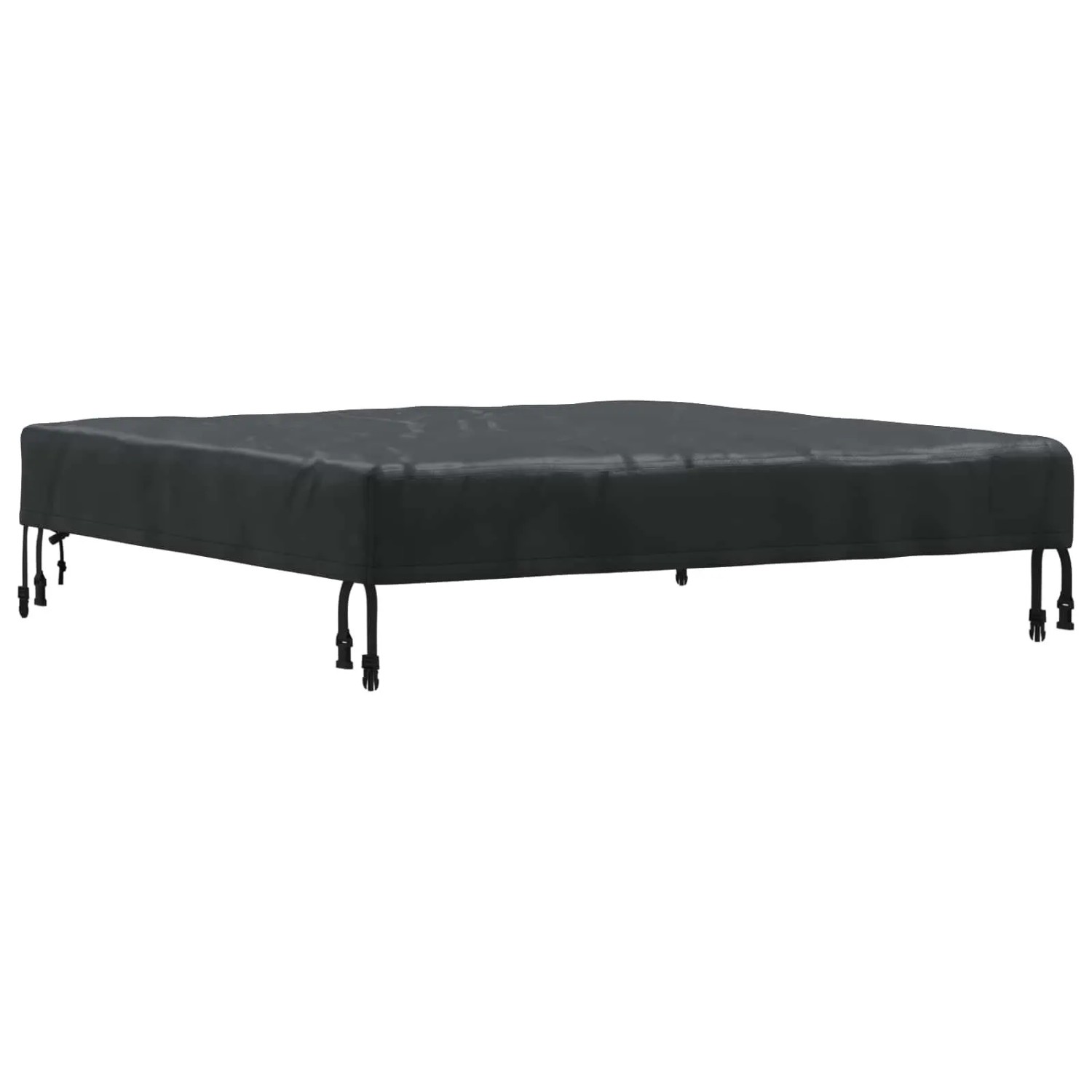 Schwarze, quadratische vidaXL Tischdecke aus wasserfestem Stoff für Innen- und Außenbereich, mit Kordelzügen.