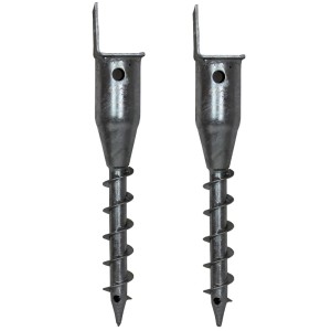 2er Set TRUTZHOLM L-Profil Bodenhülsen, feuerverzinkt, 48,5 cm lang, zum Einschrauben für Zaunbau.