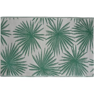 Outdoor-Teppich Polypropylen 180 x 120 cm Beige-Grün Palmenblatt