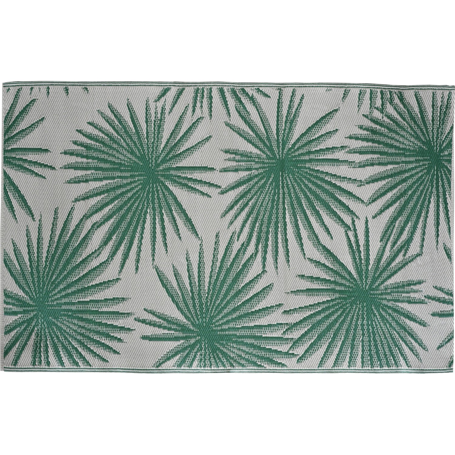Outdoor-Teppich Polypropylen 180 x 120 cm Beige-Grün Palmenblatt