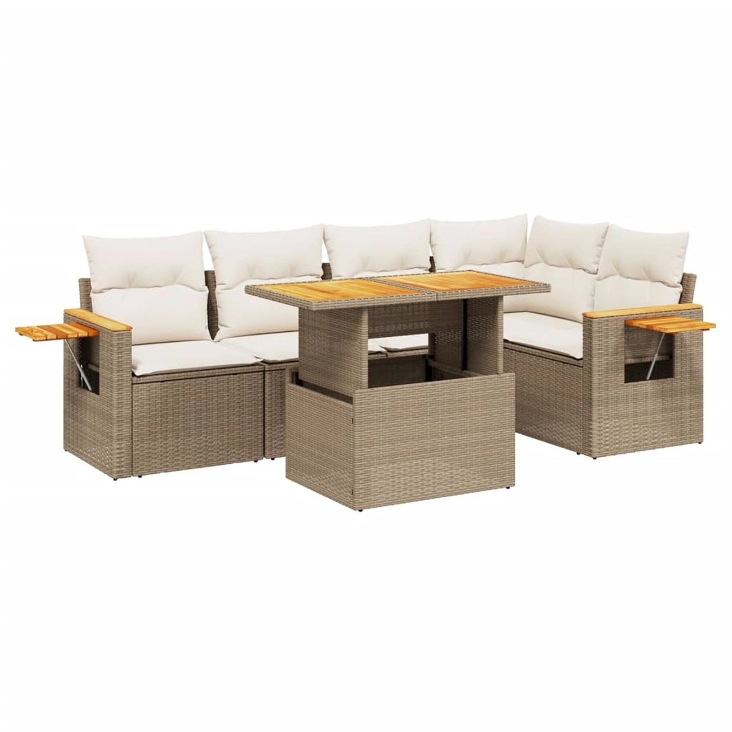 vidaXL 6-Tlg Garten-Sofagarnitur mit Kissen Beige Poly Rattan 3273508 günstig online kaufen