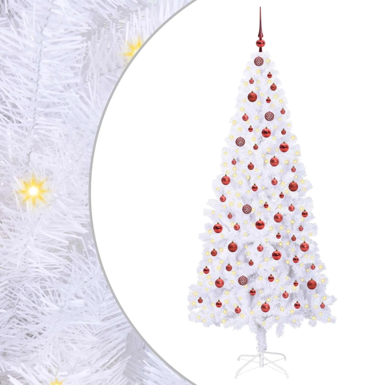 vidaXL Künstlicher Weihnachtsbaum Weiß 210 cm PVC und Stahl 3426666
