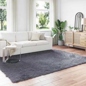 vidaXL Kunstschaffell Teppich Tafalla Anthrazit 200 x 280 cm Polyester 42021595
